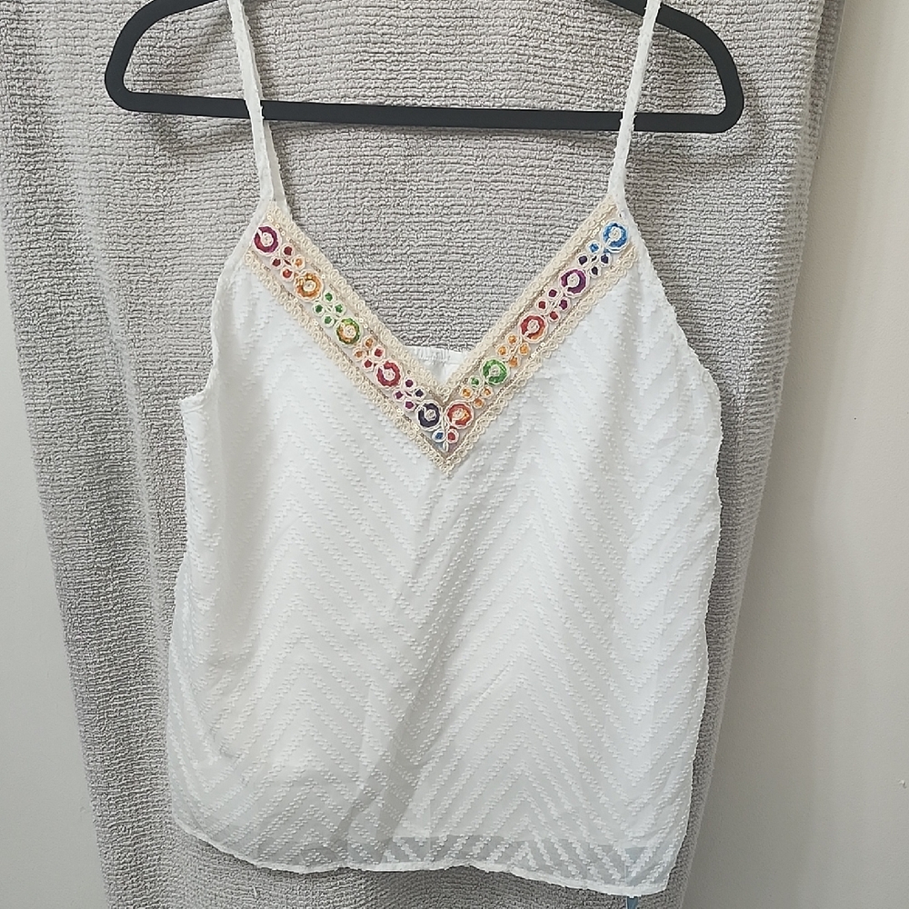 Cupshe White Camisole with Colorful Embroidery